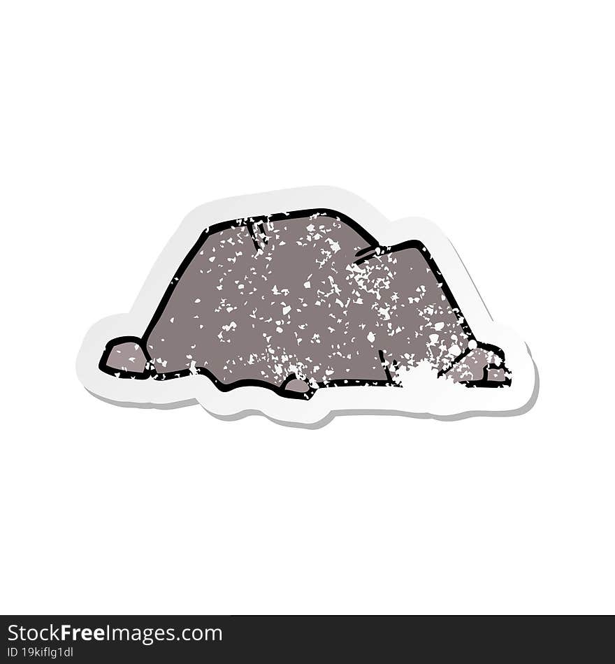 distressed sticker of a cartoon rock