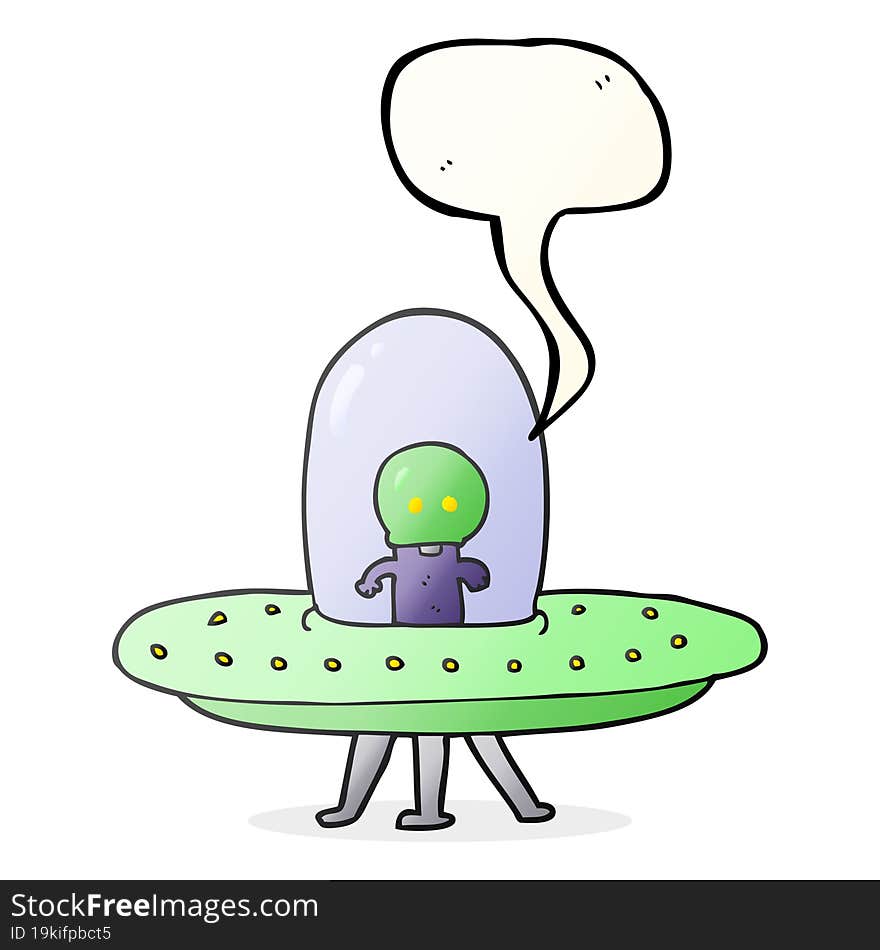 Speech Bubble Cartoon Flying Saucer