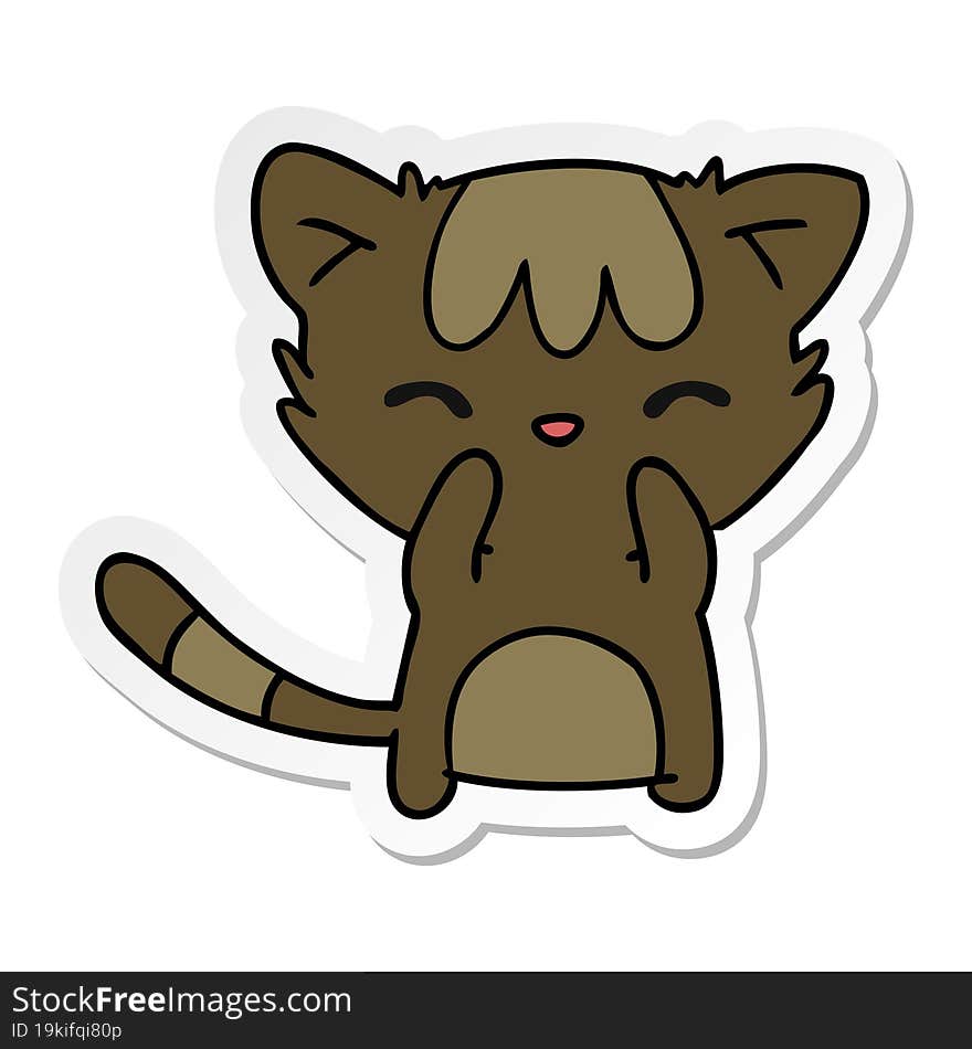 sticker cartoon of cute kawaii cat