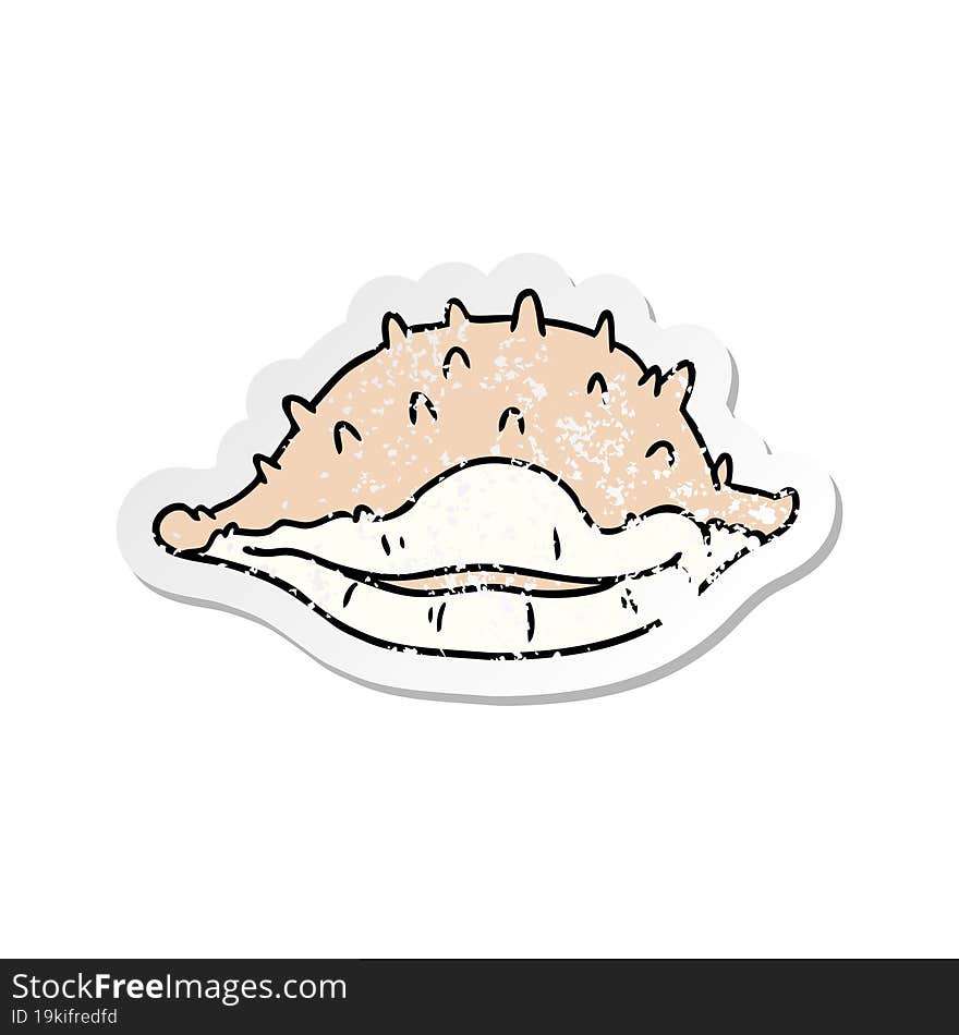 hand drawn distressed sticker cartoon doodle of a sea shell