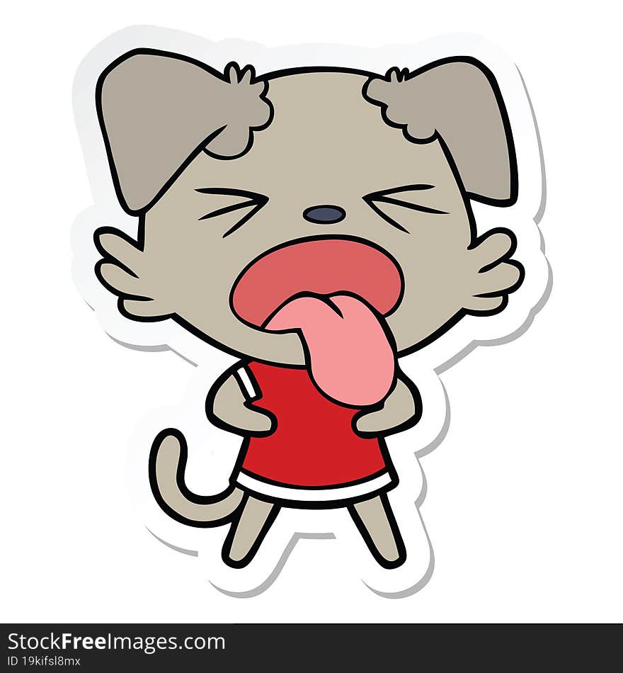 Sticker Of A Cartoon Disgusted Dog