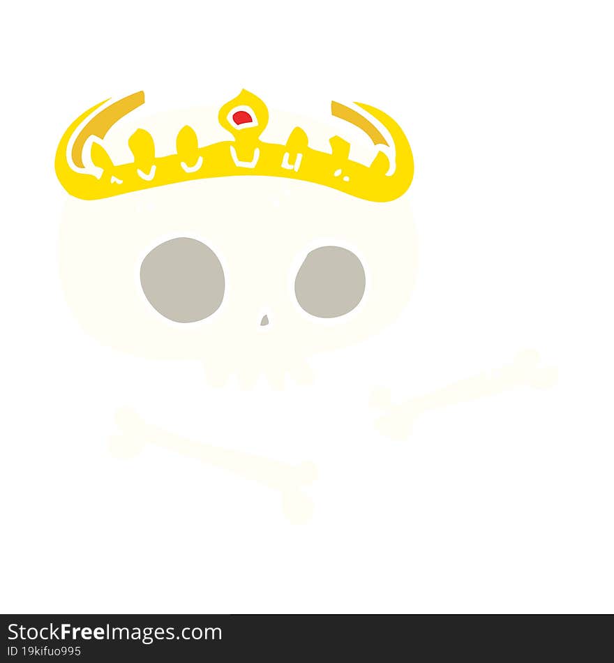 flat color illustration of skull wearing tiara. flat color illustration of skull wearing tiara