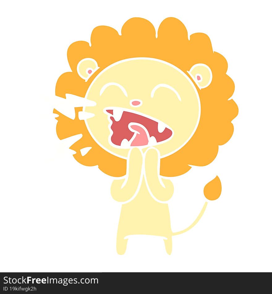 flat color style cartoon roaring lion