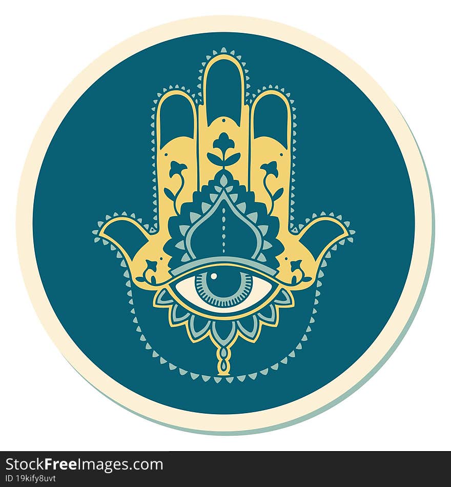 sticker of tattoo in traditional style of a hamza. sticker of tattoo in traditional style of a hamza