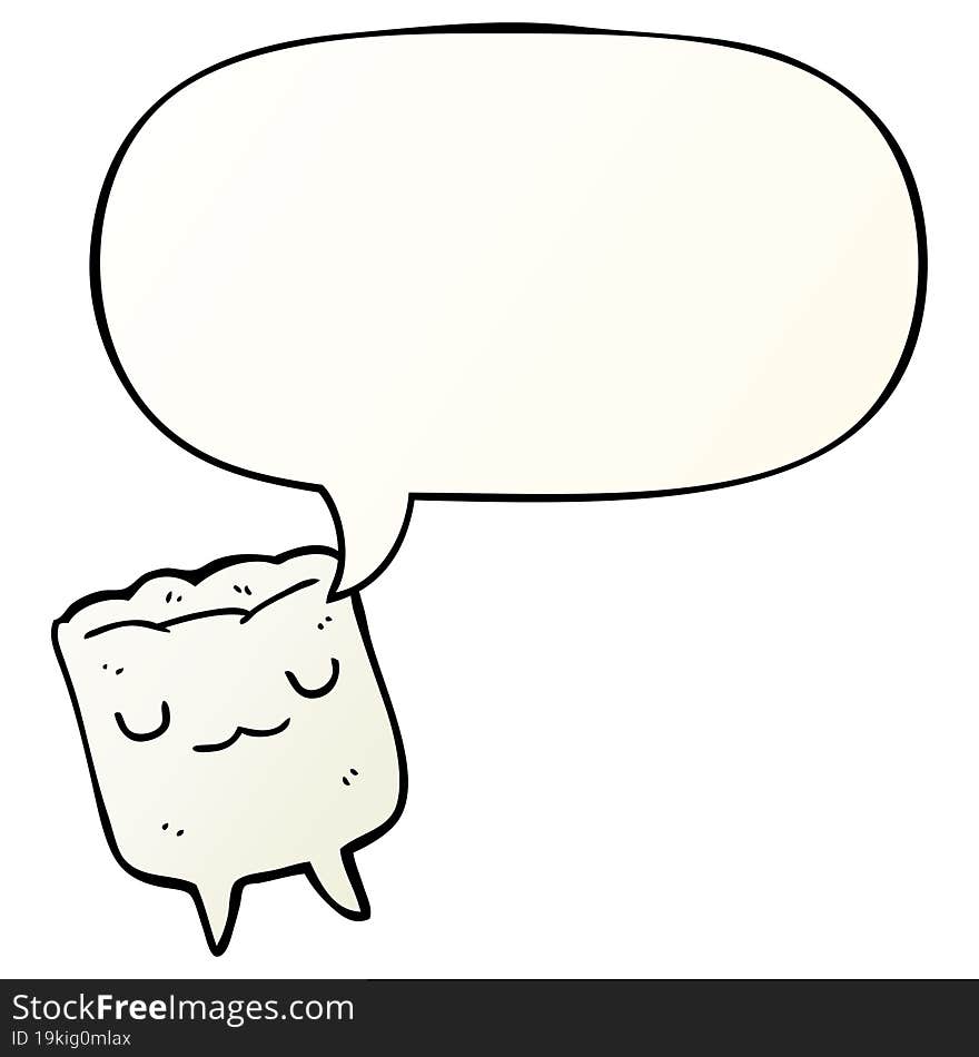 cartoon tooth and speech bubble in smooth gradient style