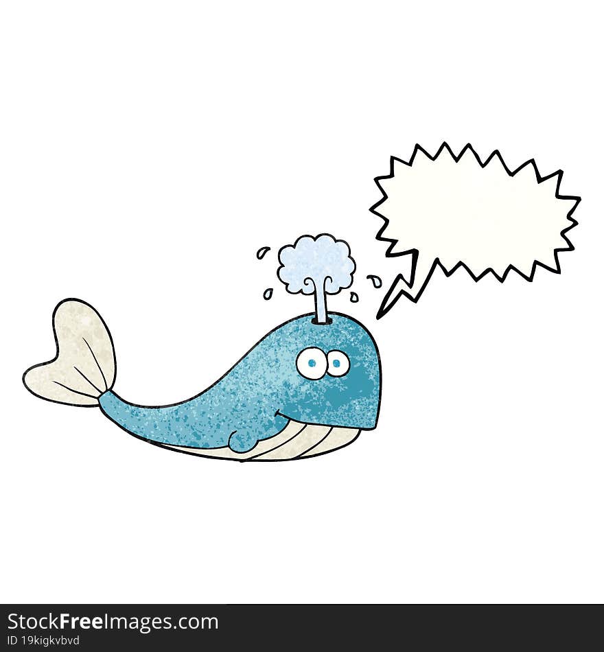 speech bubble textured cartoon whale spouting water