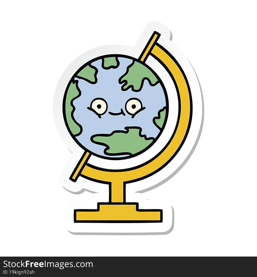 sticker of a cute cartoon globe of the world