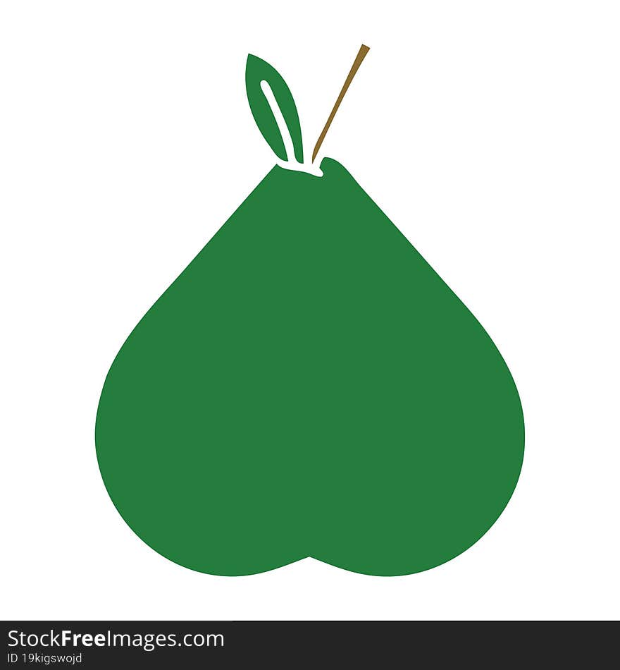 flat color retro cartoon of a pear