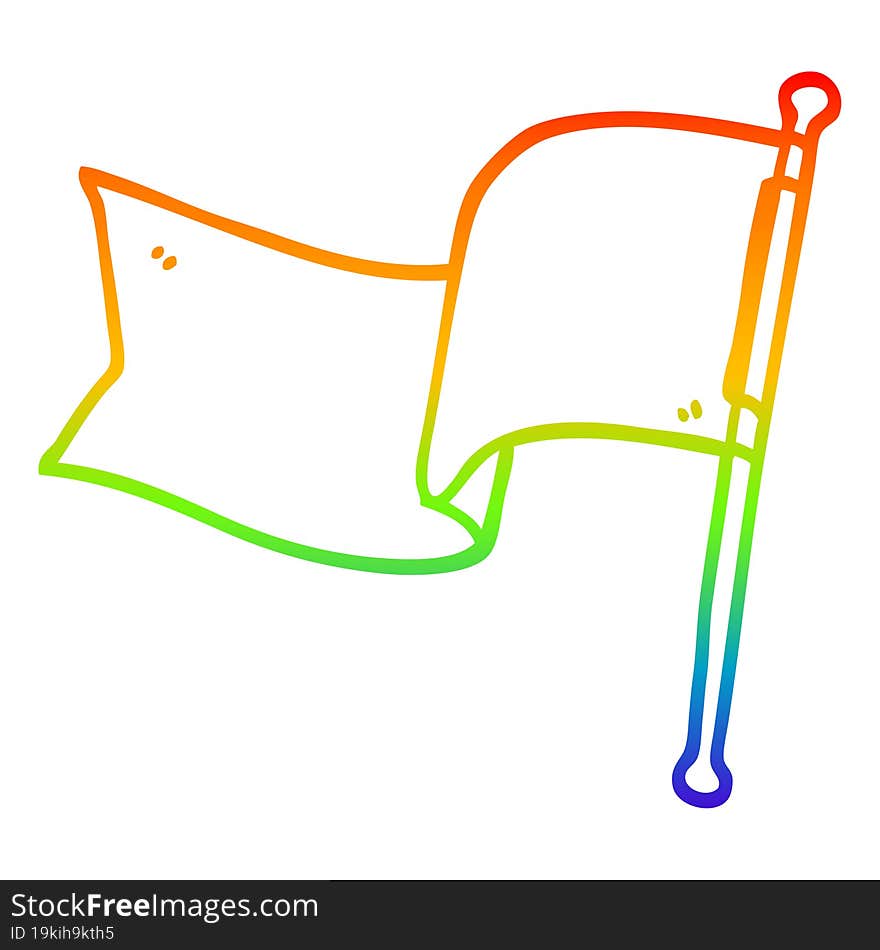 rainbow gradient line drawing cartoon red flag