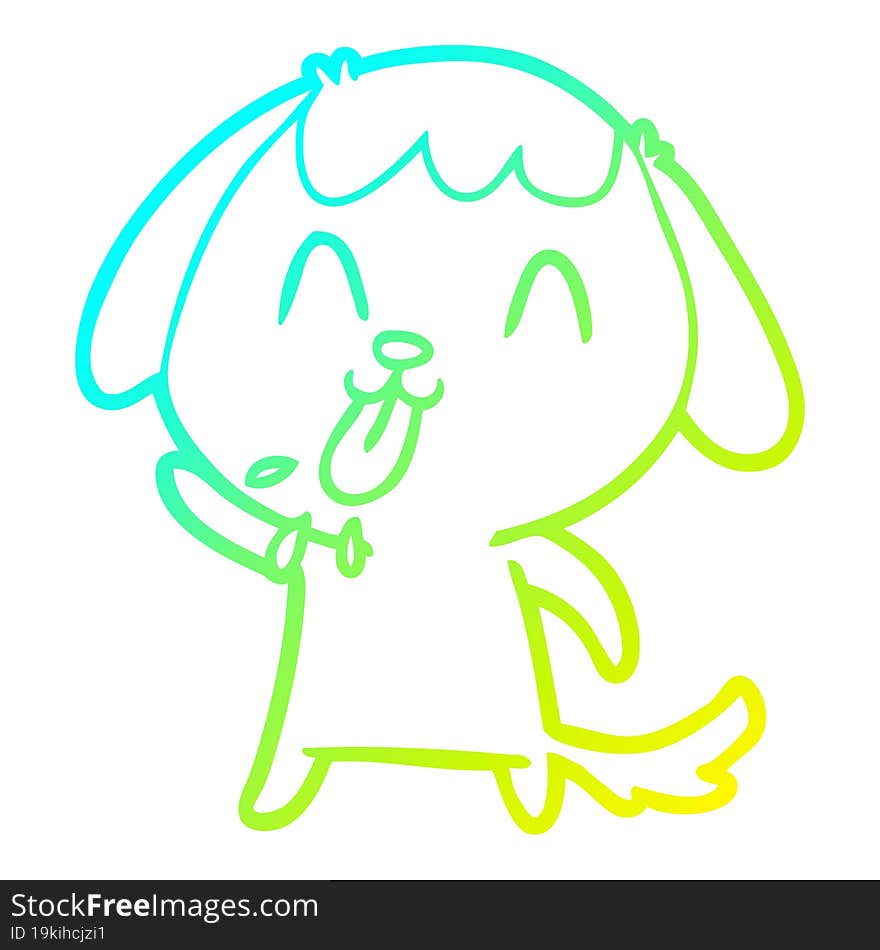 Cold Gradient Line Drawing Cute Cartoon Dog