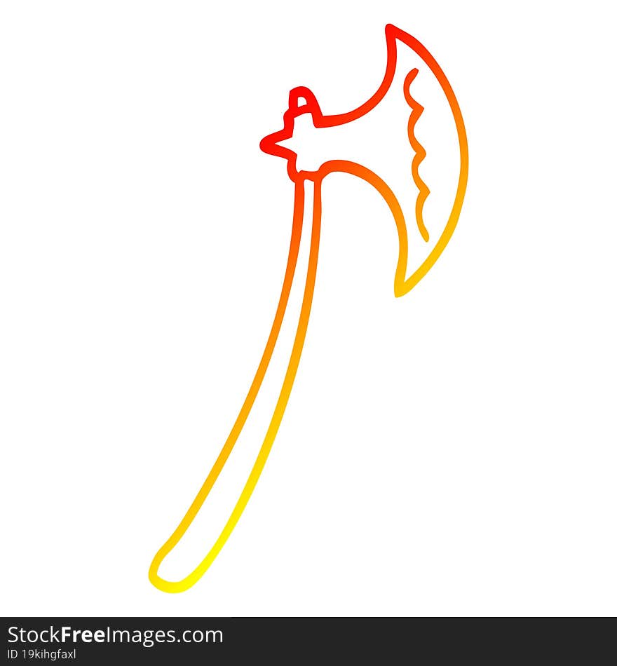 Warm Gradient Line Drawing Cartoon Axe