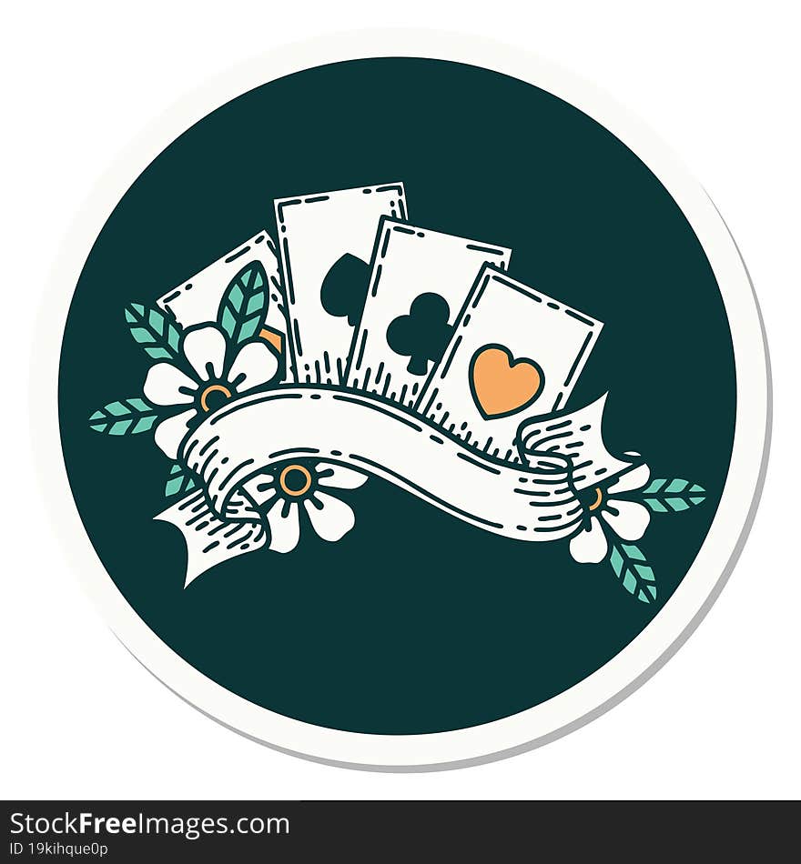 sticker of tattoo in traditional style of cards and banner. sticker of tattoo in traditional style of cards and banner