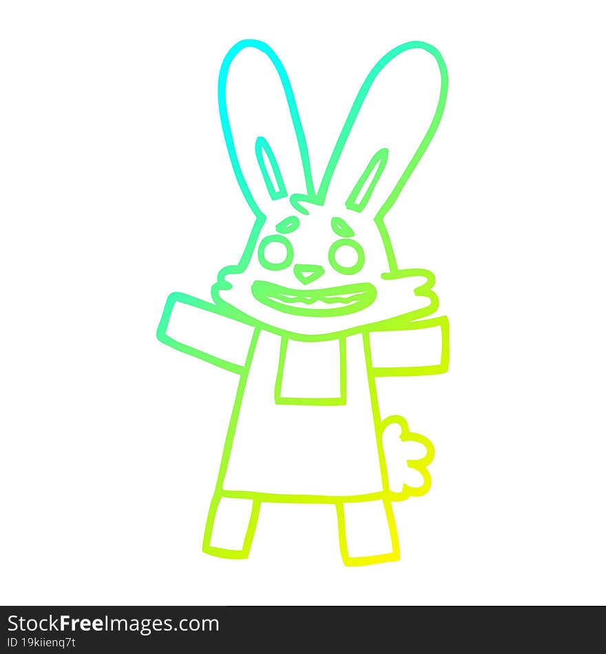 cold gradient line drawing cartoon smiling rabbit