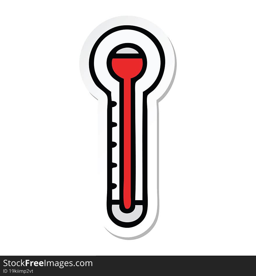 sticker of a cute cartoon glass thermometer