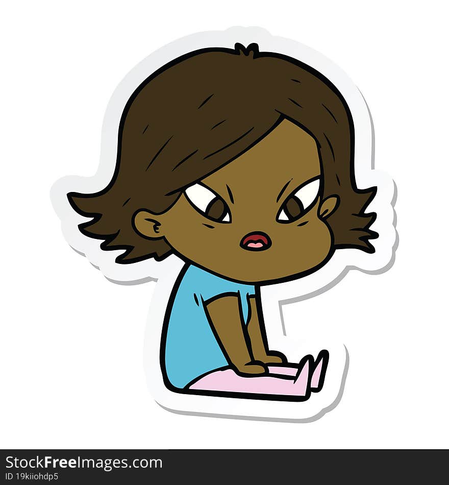 sticker of a cartoon stressed woman