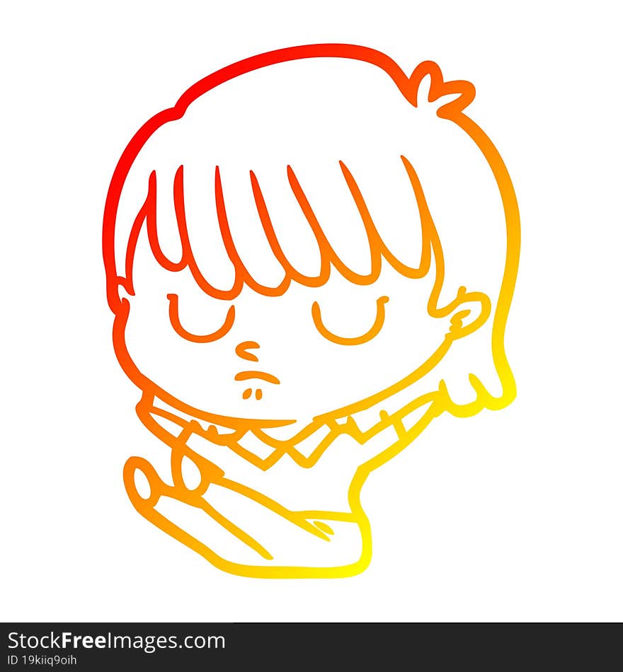 warm gradient line drawing of a cartoon woman