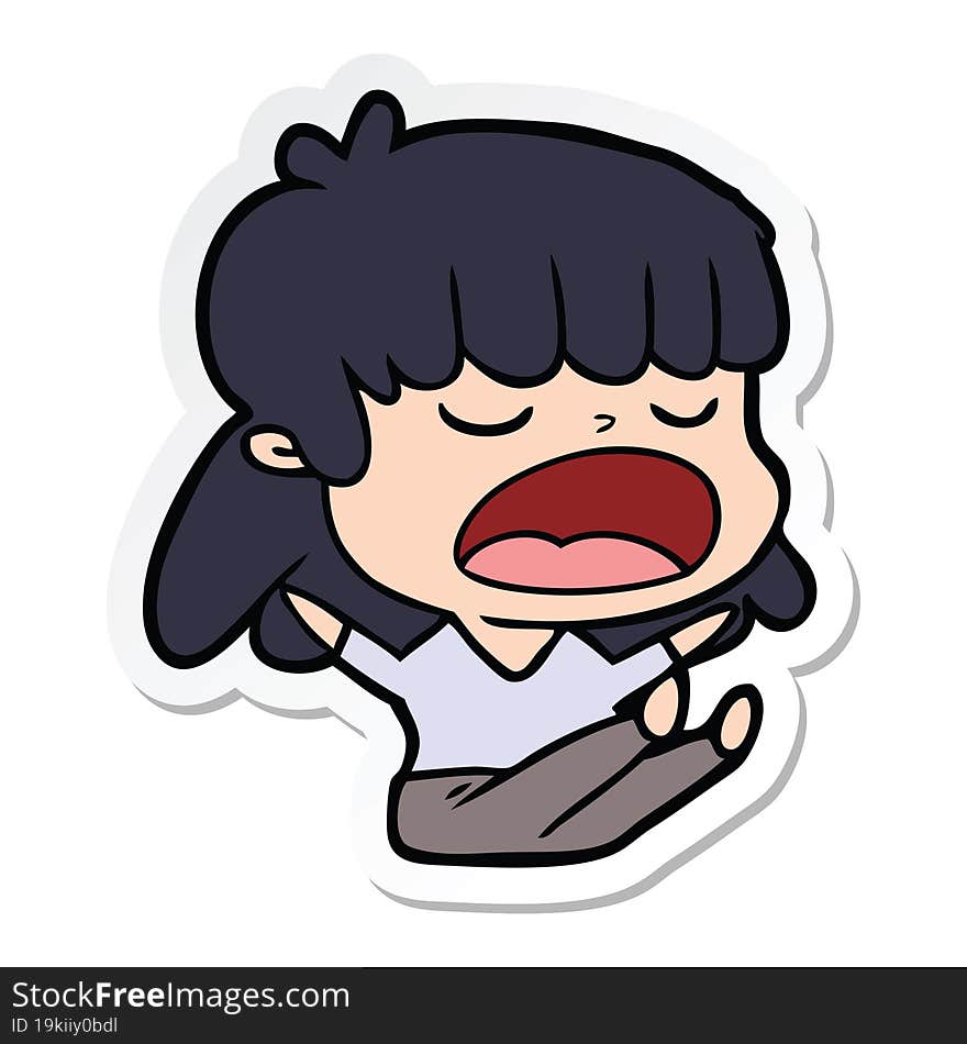 sticker of a cartoon woman talking loudly