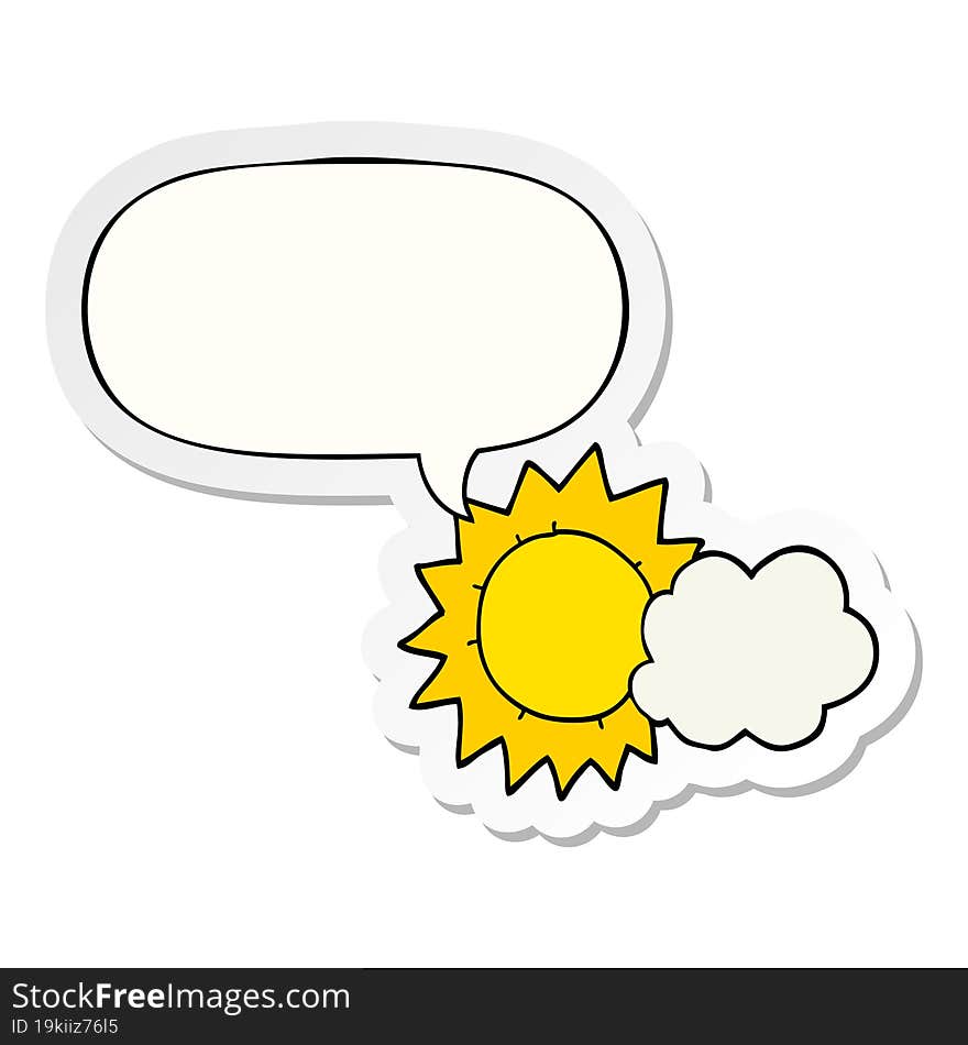 cartoon weather with speech bubble sticker. cartoon weather with speech bubble sticker