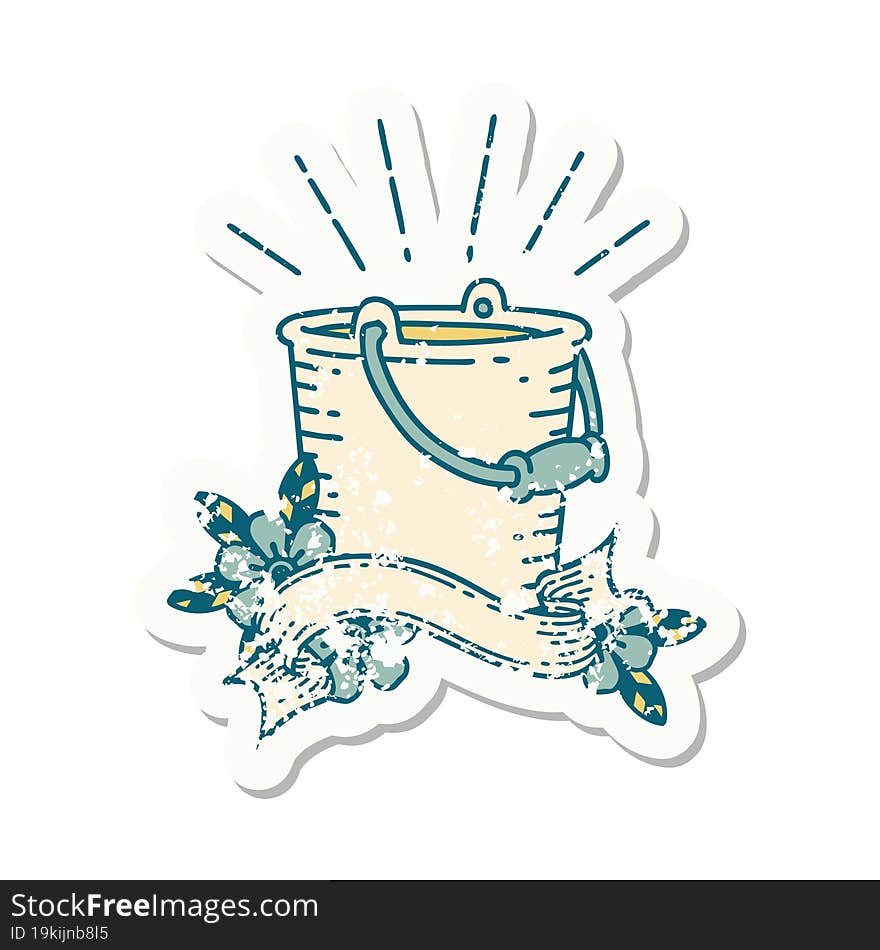 grunge sticker of tattoo style bucket of water