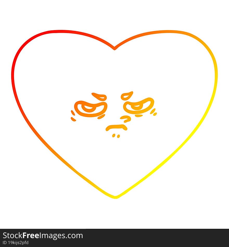 warm gradient line drawing cartoon heart