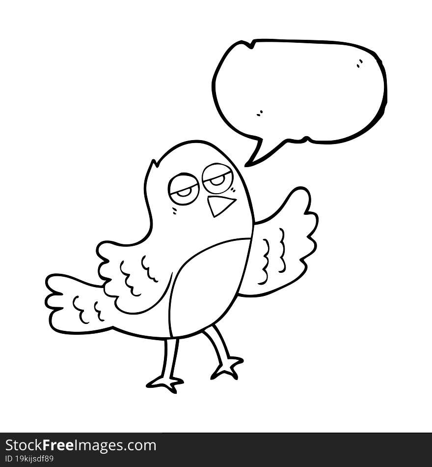 freehand drawn speech bubble cartoon bird