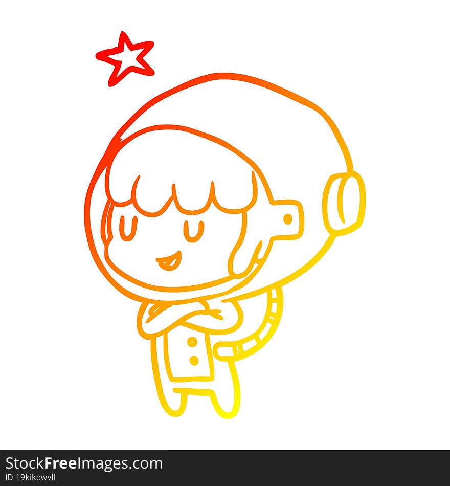 warm gradient line drawing female future astronaut in space suit