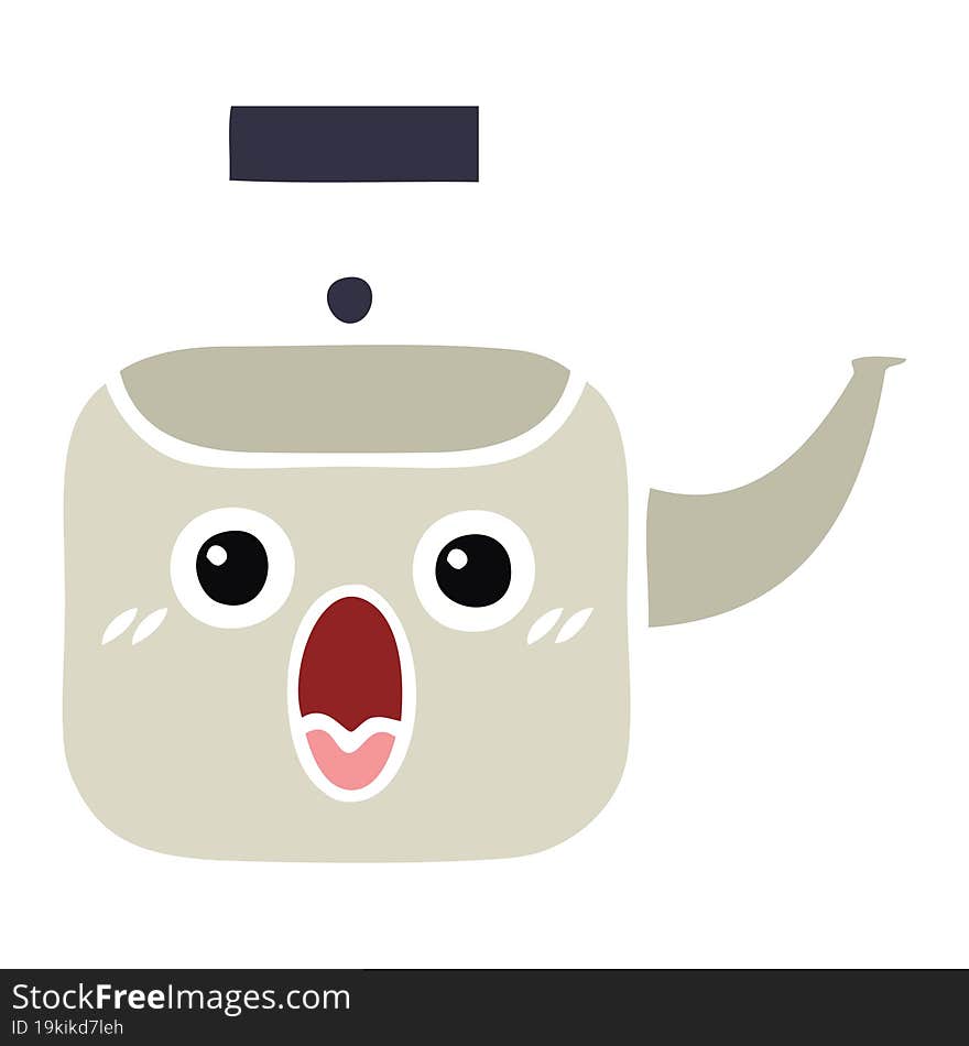 flat color retro cartoon kettle