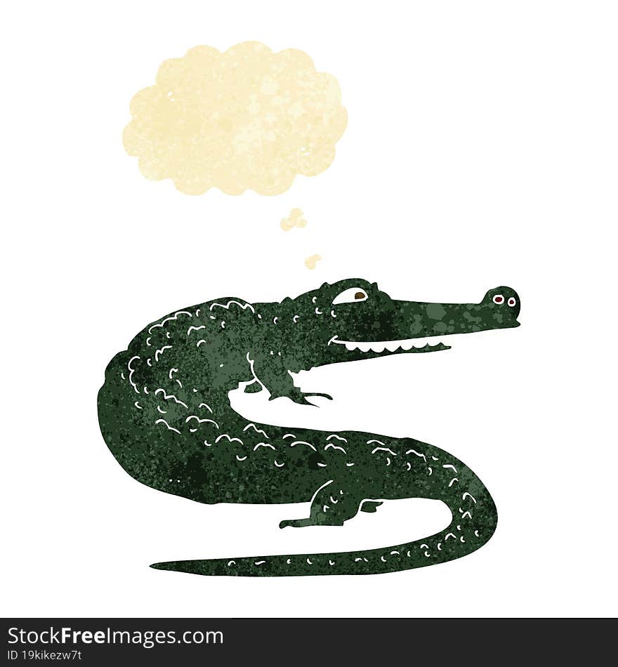 cartoon crocodile with thought bubble