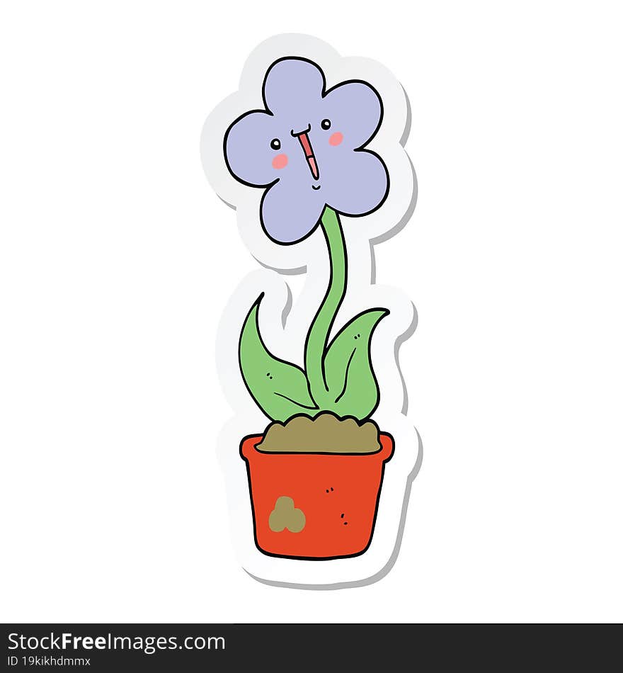 Sticker Of A Cute Cartoon Flower