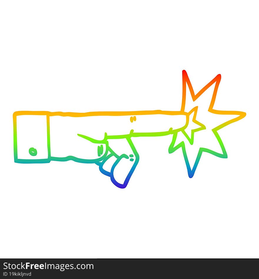 rainbow gradient line drawing cartoon pointing hand