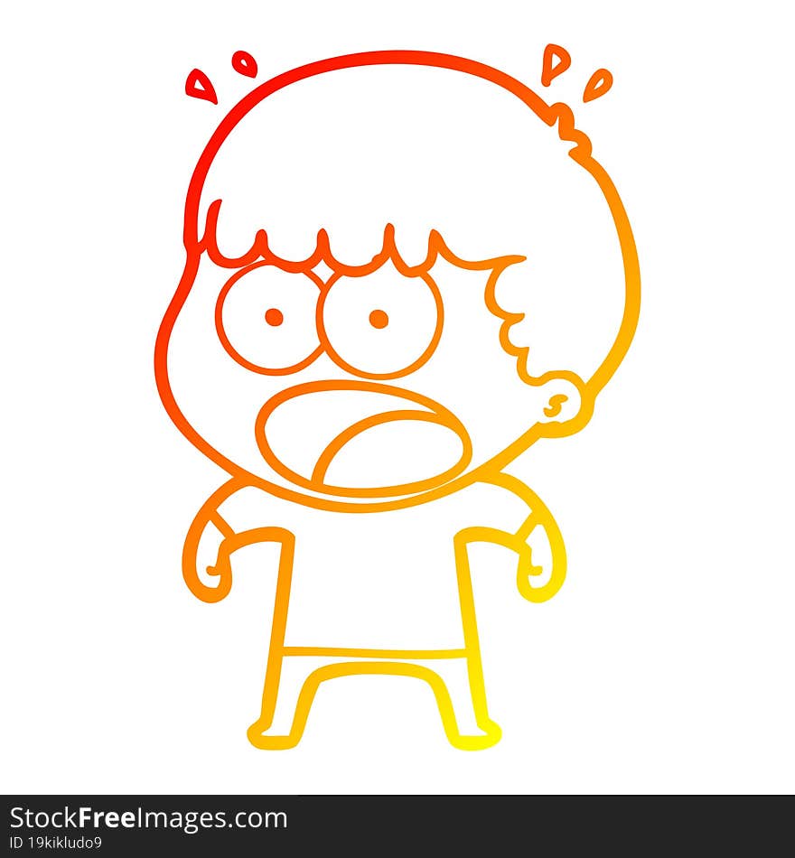 warm gradient line drawing cartoon shocked man