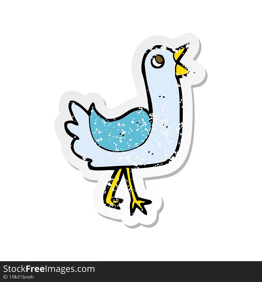 retro distressed sticker of a cartoon bird