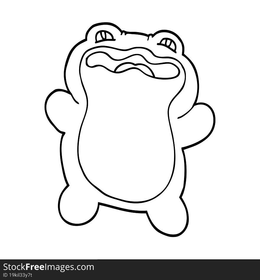 line drawing cartoon frog