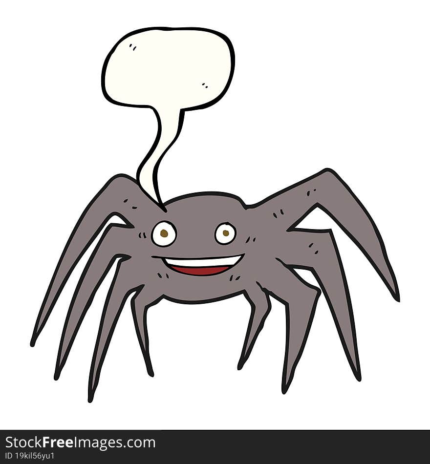 freehand drawn speech bubble cartoon happy spider