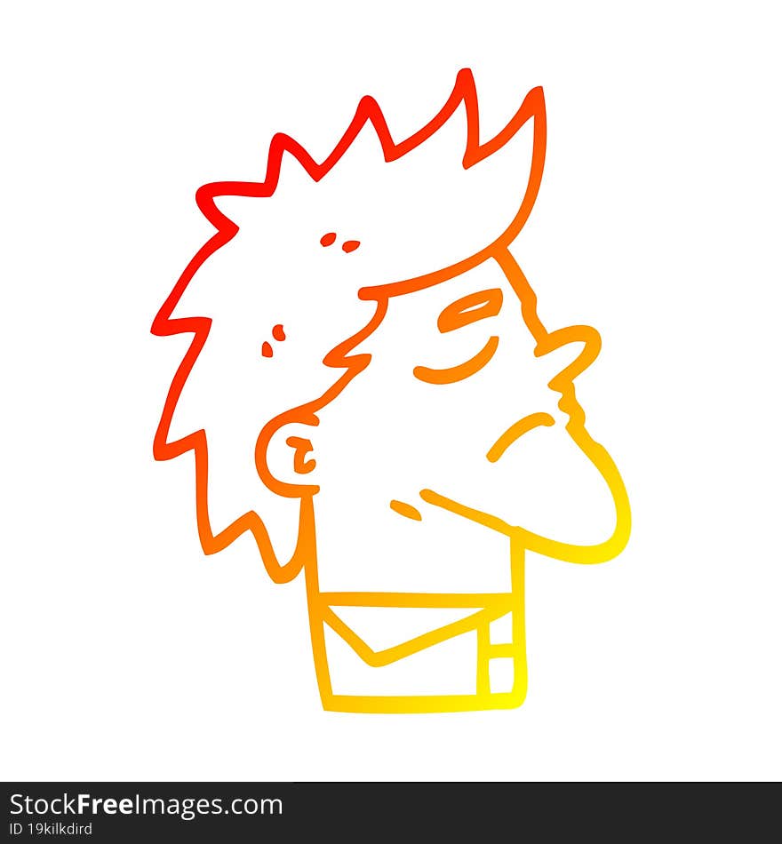 warm gradient line drawing cartoon arrogant man