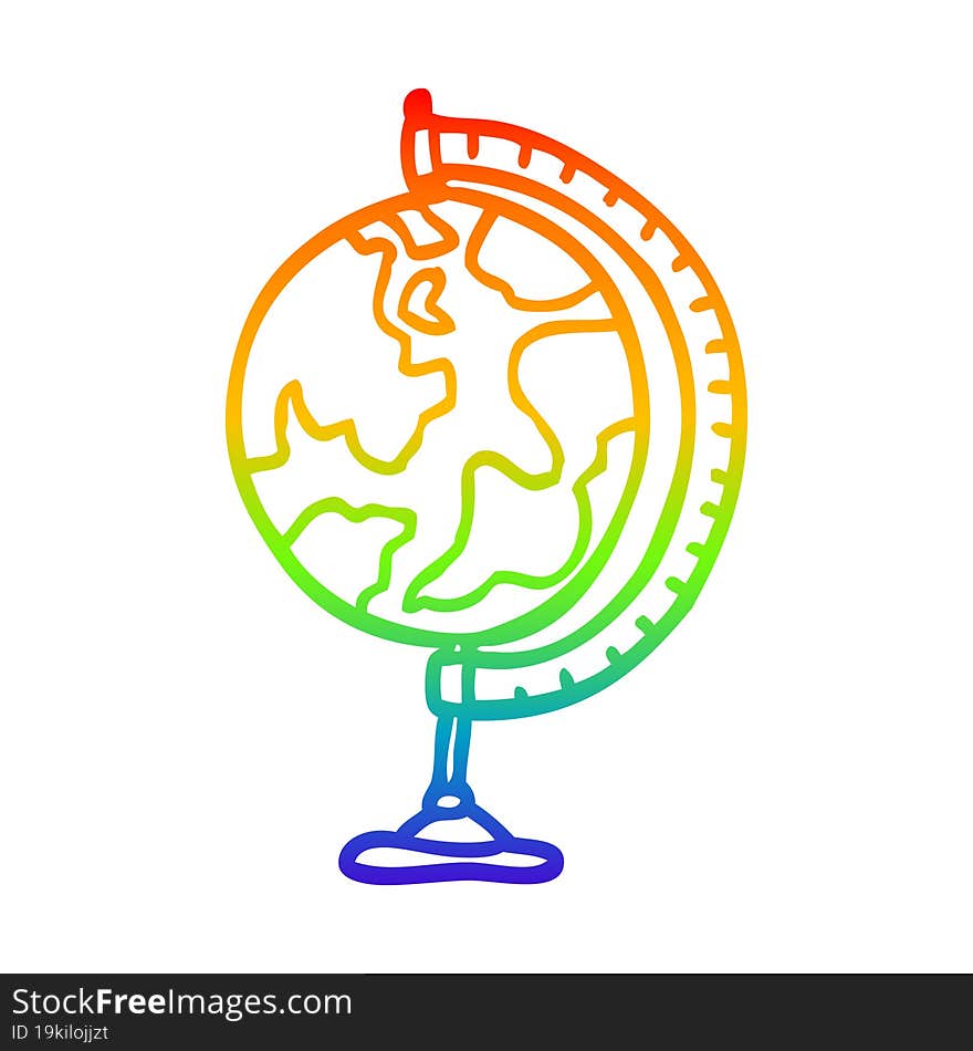 rainbow gradient line drawing cartoon world globe