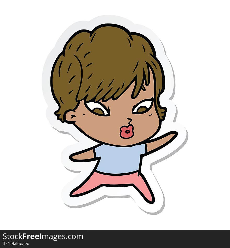 sticker of a cartoon woman