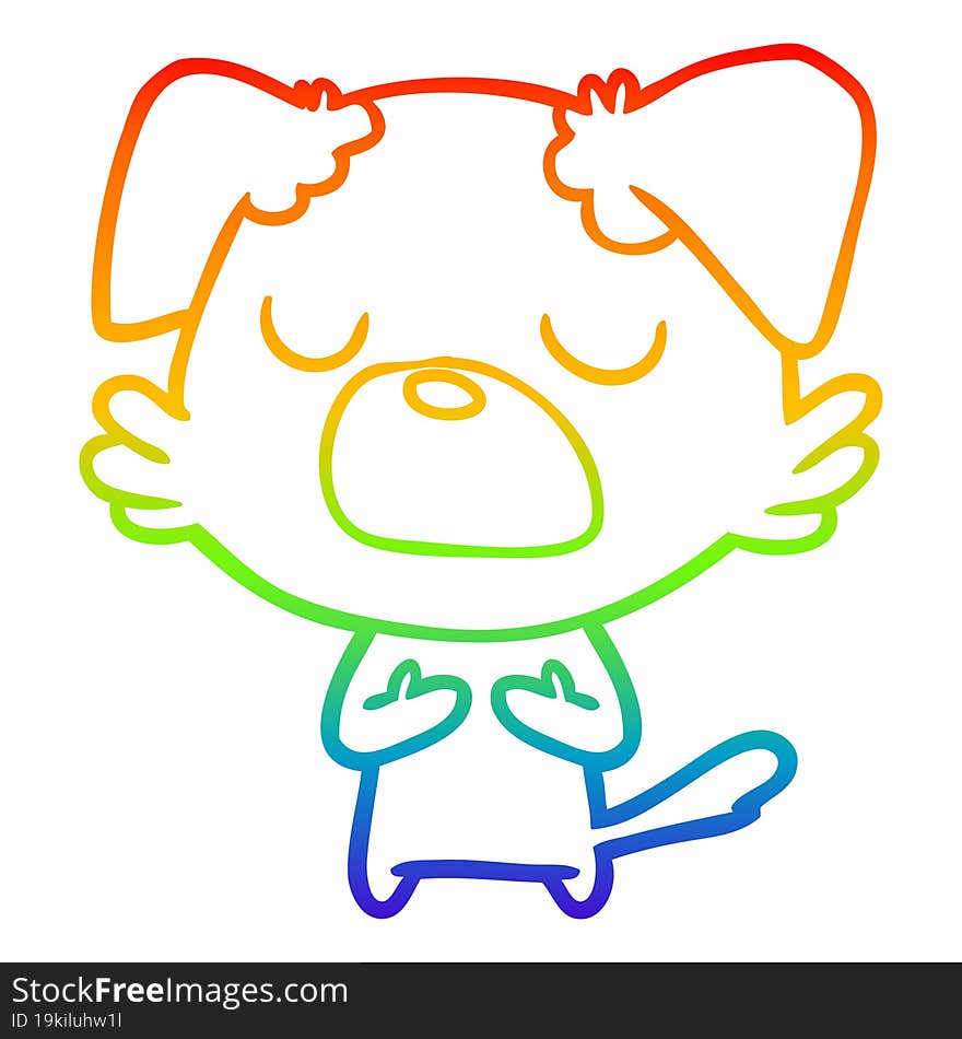 rainbow gradient line drawing of a cartoon dog