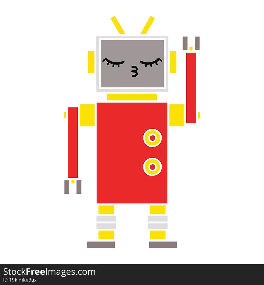 Flat Color Retro Cartoon Robot