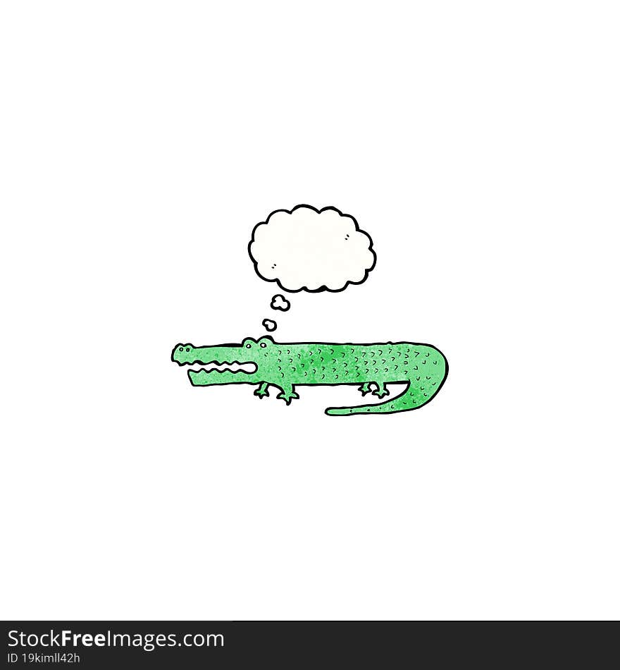 cartoon crocodile with thought bubble