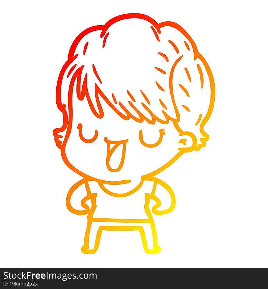 warm gradient line drawing of a cartoon woman talking