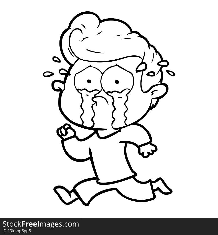 cartoon crying man running. cartoon crying man running