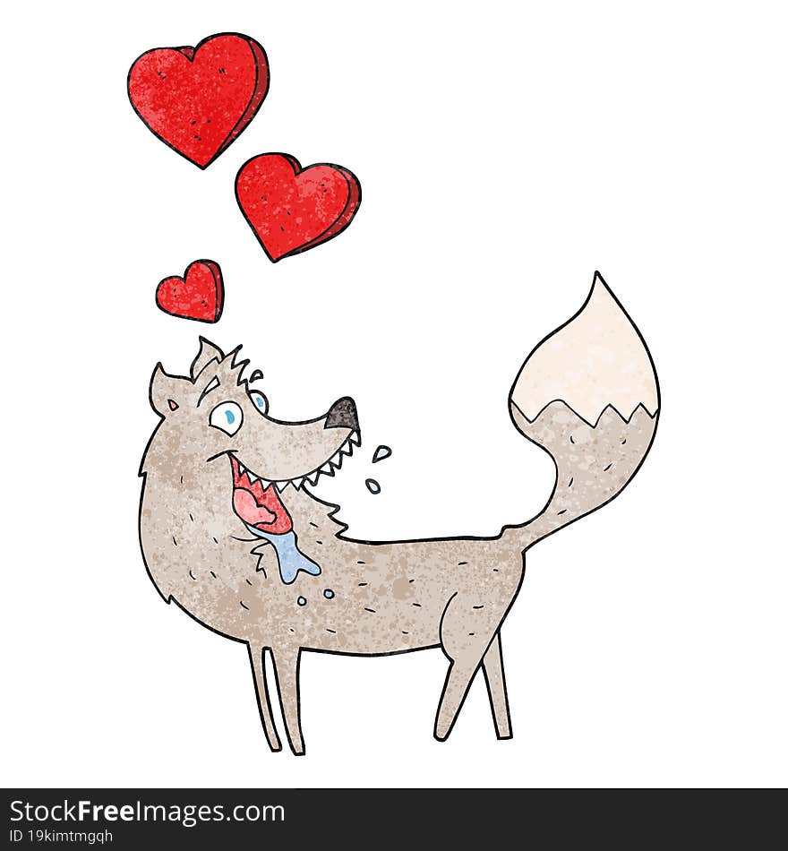 textured cartoon wolf in love