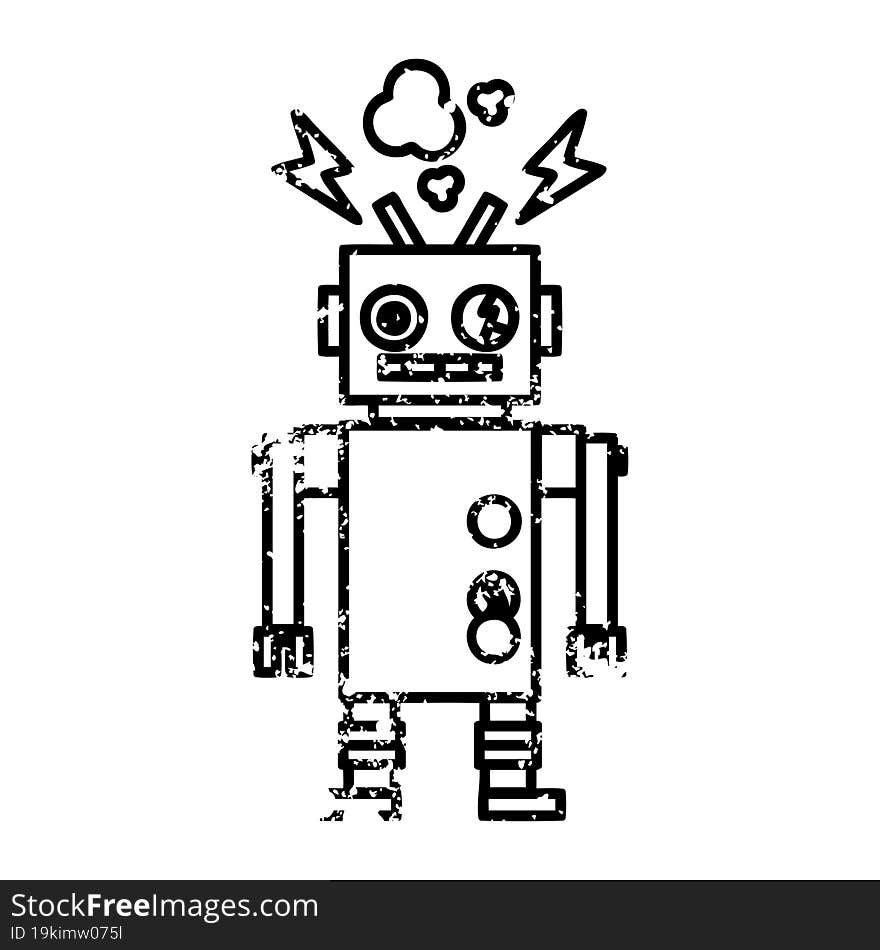 malfunctioning robot distressed icon symbol