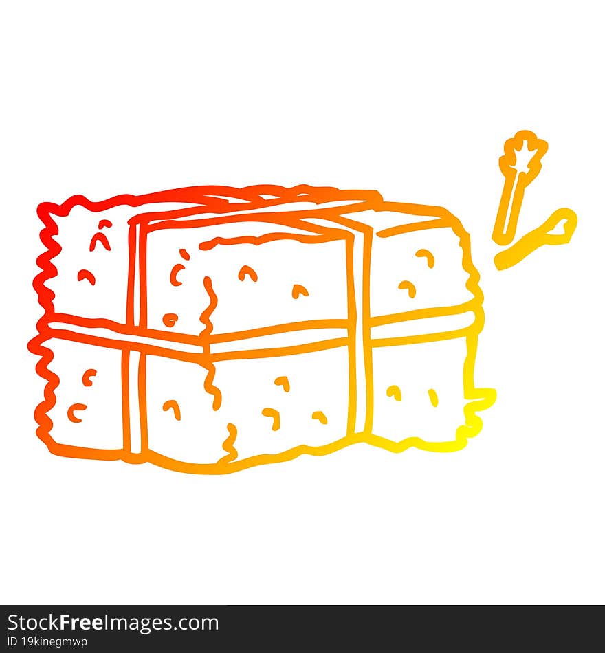 warm gradient line drawing cartoon bale of hay