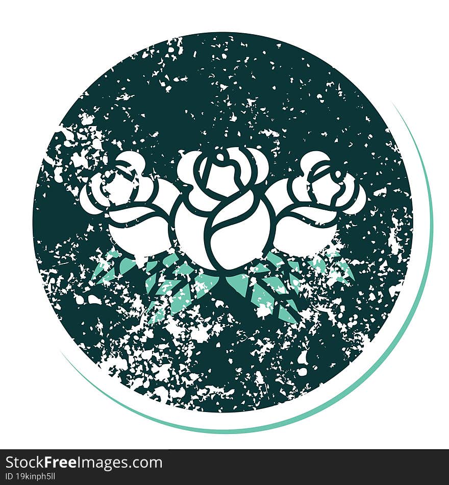 iconic distressed sticker tattoo style image of a bouquet of flowers. iconic distressed sticker tattoo style image of a bouquet of flowers