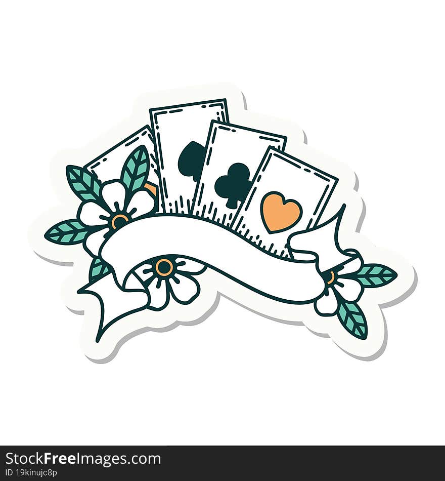 sticker of tattoo in traditional style of cards and banner. sticker of tattoo in traditional style of cards and banner