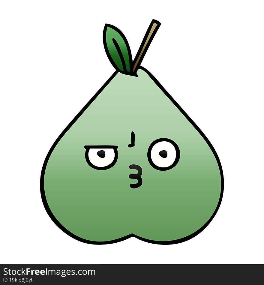 gradient shaded cartoon of a green pear