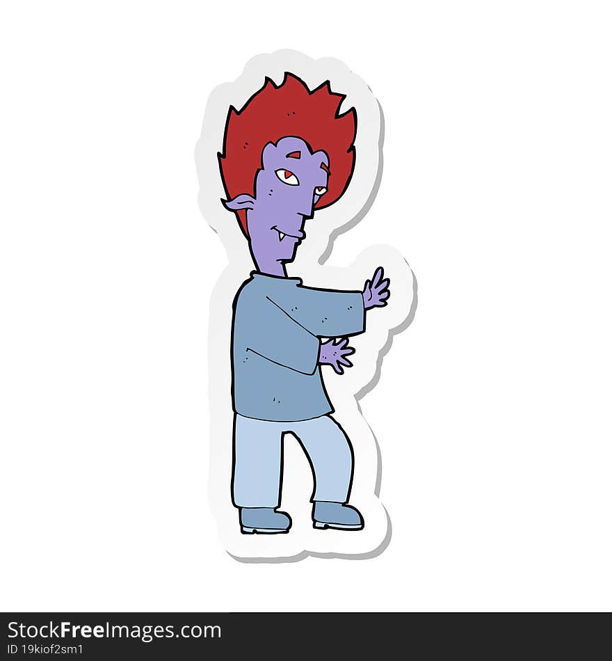 Sticker Of A Cartoon Vampire