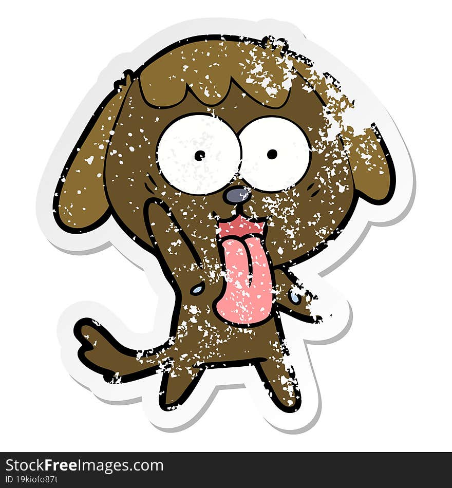 Distressed Sticker Of A Cute Cartoon Dog